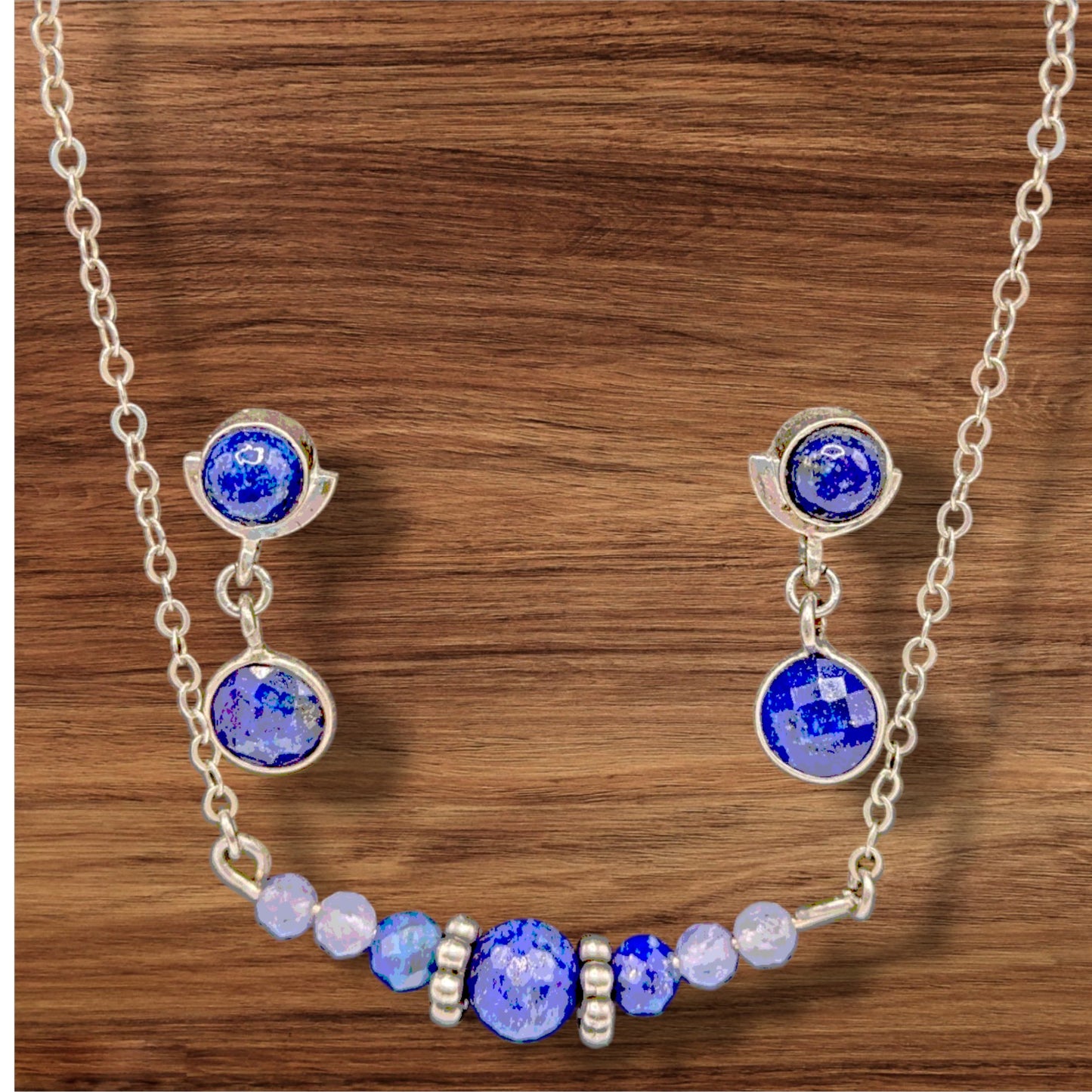 COLLECTION "BLU JEAN" PARURE COLLIER ET BOUCLES D'OREILLES